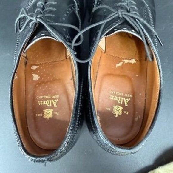 Alden Wright Shop 909 Black Leather Medallion Cap Toe Oxfords Sz 10.5 AA/B VTG main image 5